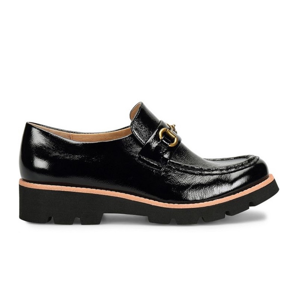 Comfort Crinkle Patent Leather Edgy Preppy Baddie Chunky Lug Horse-bit Loafer 9